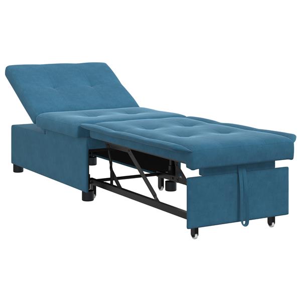 Grote foto vidaxl 3 in 1 uittrekbaar sofabed blauw fluweel huis en inrichting bankstellen