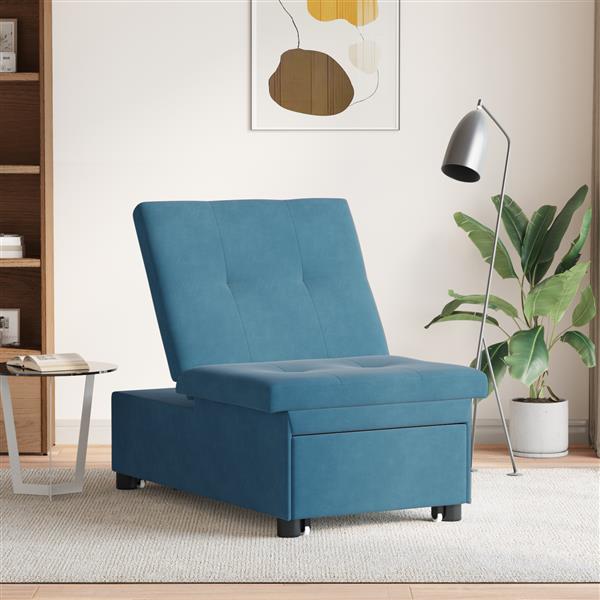 Grote foto vidaxl 3 in 1 uittrekbaar sofabed blauw fluweel huis en inrichting bankstellen
