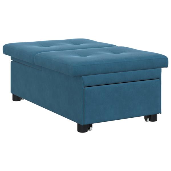 Grote foto vidaxl 3 in 1 uittrekbaar sofabed blauw fluweel huis en inrichting bankstellen