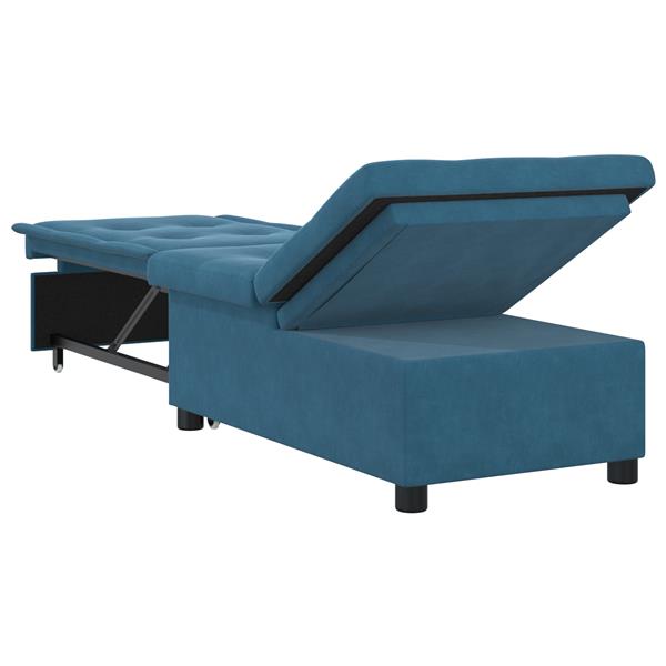 Grote foto vidaxl 3 in 1 uittrekbaar sofabed blauw fluweel huis en inrichting bankstellen
