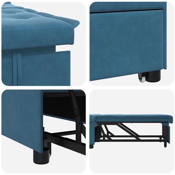 Grote foto vidaxl 3 in 1 uittrekbaar sofabed blauw fluweel huis en inrichting bankstellen