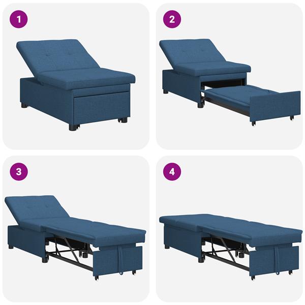Grote foto vidaxl sofa bed 3 in 1 uittrekbaar ontwerp in blauw stof huis en inrichting bankstellen