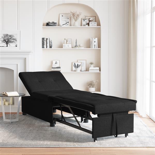 Grote foto vidaxl 3 in 1 sofa bed met uittrekbaar ontwerp in zwarte stof huis en inrichting bankstellen
