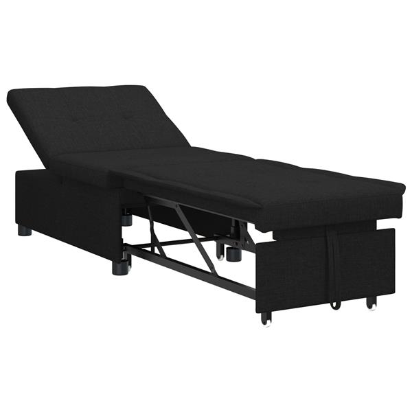 Grote foto vidaxl 3 in 1 sofa bed met uittrekbaar ontwerp in zwarte stof huis en inrichting bankstellen
