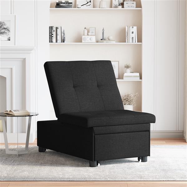 Grote foto vidaxl 3 in 1 sofa bed met uittrekbaar ontwerp in zwarte stof huis en inrichting bankstellen