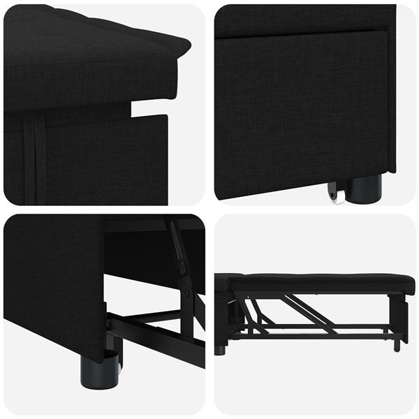 Grote foto vidaxl 3 in 1 sofa bed met uittrekbaar ontwerp in zwarte stof huis en inrichting bankstellen