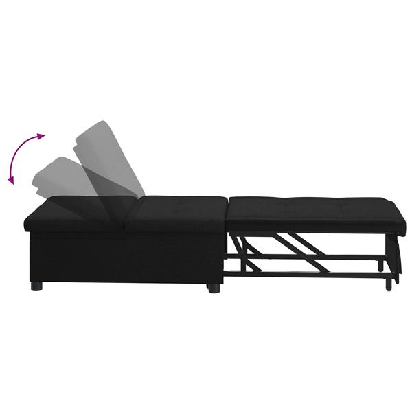 Grote foto vidaxl 3 in 1 sofa bed met uittrekbaar ontwerp in zwarte stof huis en inrichting bankstellen