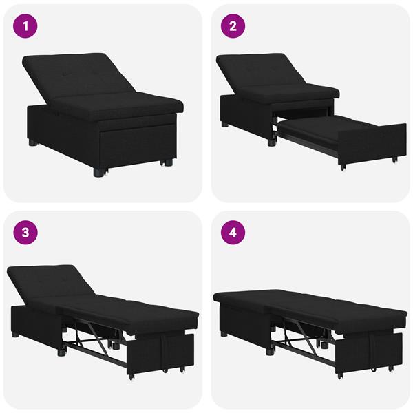 Grote foto vidaxl 3 in 1 sofa bed met uittrekbaar ontwerp in zwarte stof huis en inrichting bankstellen