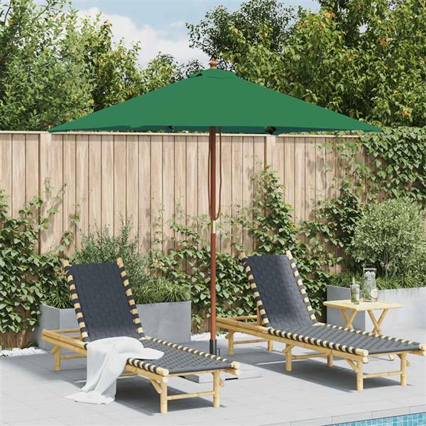 Grote foto vidaxl parasol met houten paal 150x200 cm groen tuin en terras overige tuin en terras
