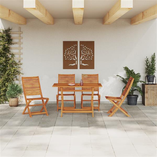Grote foto vidaxl 5 delige tuin eetset massief hout acacia tuin en terras tuinmeubelen