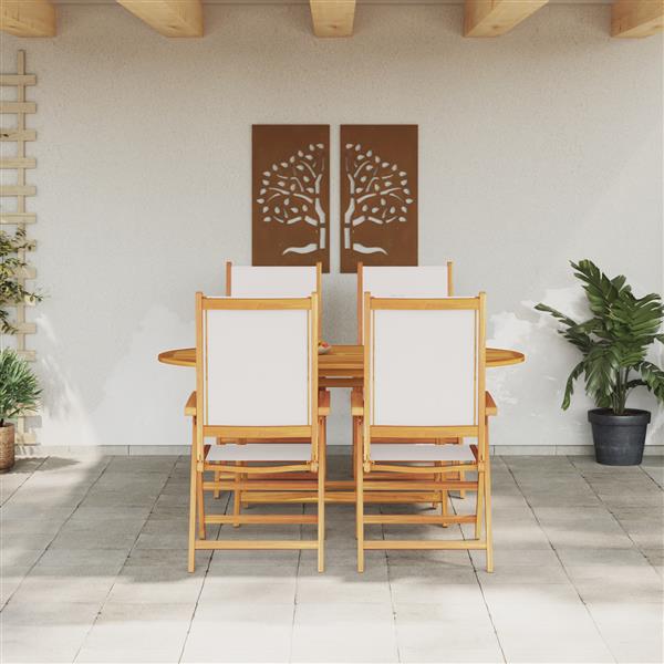 Grote foto vidaxl 5 delige tuinset cr me wit van massief acaciahout tuin en terras tuinmeubelen