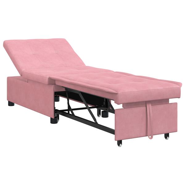 Grote foto vidaxl 3 in 1 sofa bed uittrekmodel roze fluweel huis en inrichting bankstellen