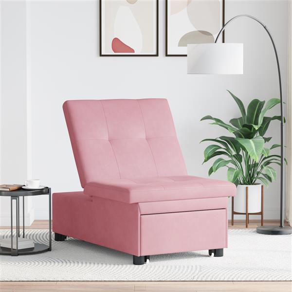 Grote foto vidaxl 3 in 1 sofa bed uittrekmodel roze fluweel huis en inrichting bankstellen