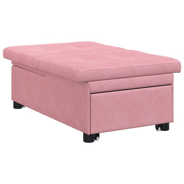 Grote foto vidaxl 3 in 1 sofa bed uittrekmodel roze fluweel huis en inrichting bankstellen