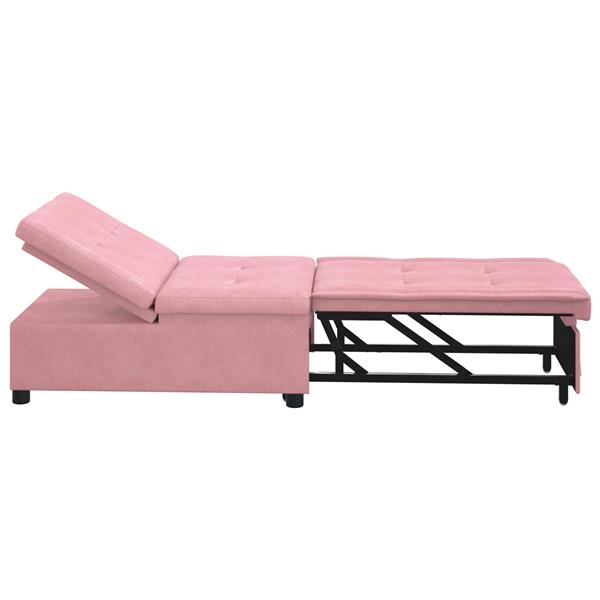 Grote foto vidaxl 3 in 1 sofa bed uittrekmodel roze fluweel huis en inrichting bankstellen