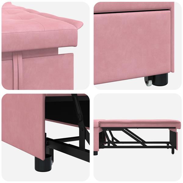 Grote foto vidaxl 3 in 1 sofa bed uittrekmodel roze fluweel huis en inrichting bankstellen