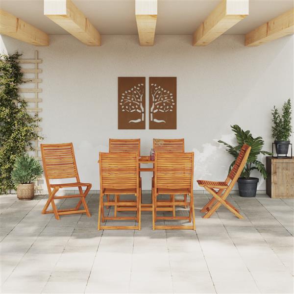 Grote foto vidaxl 7 delige tuin eetset massief hout acacia tuin en terras tuinmeubelen