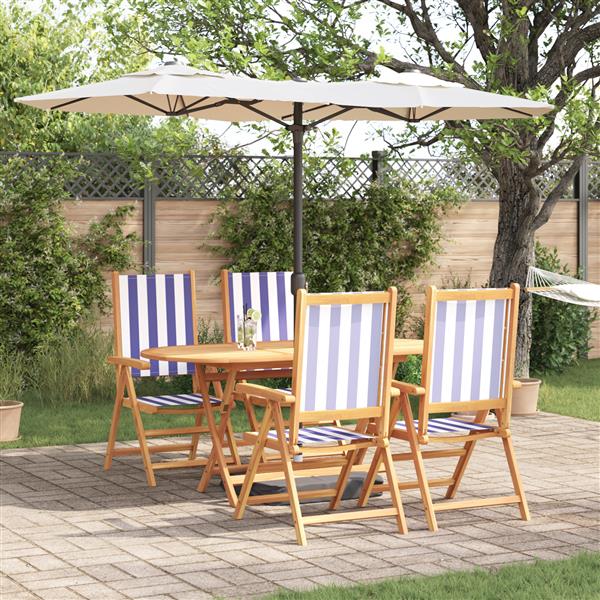 Grote foto vidaxl 5 delige tuin set met eettafel in blauw en wit van massief acaciahout tuin en terras tuinmeubelen