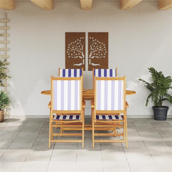 Grote foto vidaxl 5 delige tuin set met eettafel in blauw en wit van massief acaciahout tuin en terras tuinmeubelen