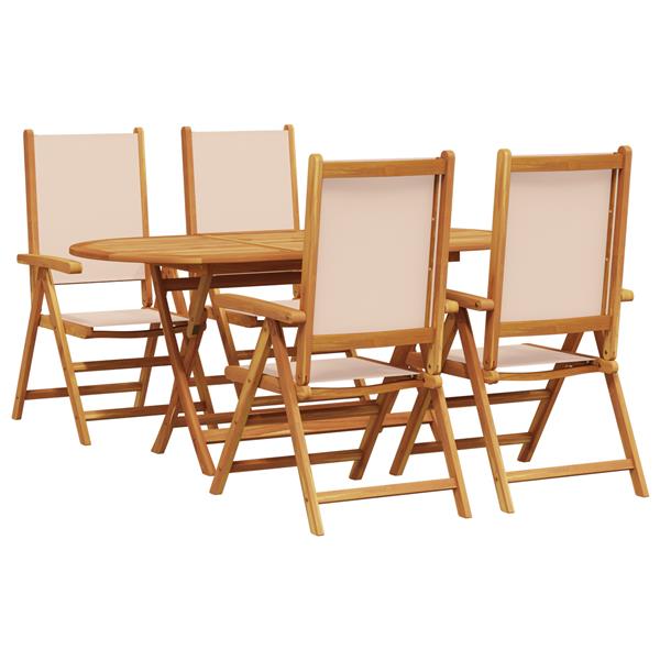 Grote foto vidaxl 5 delige tuinset beige massief acaciahout tuin en terras tuinmeubelen
