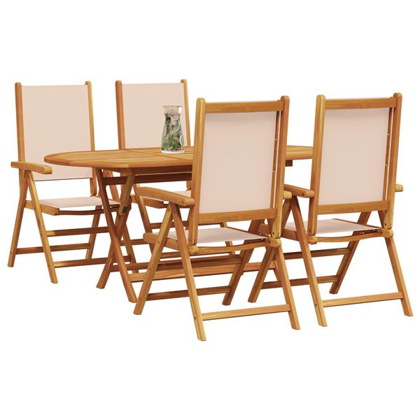 Grote foto vidaxl 5 delige tuinset beige massief acaciahout tuin en terras tuinmeubelen