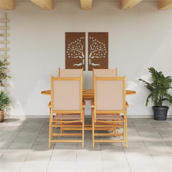 Grote foto vidaxl 5 delige tuinset beige massief acaciahout tuin en terras tuinmeubelen