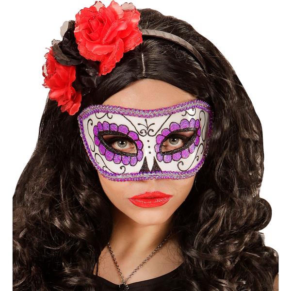 Grote foto oogmasker dia de los muertos zwart paars verzamelen overige verzamelingen