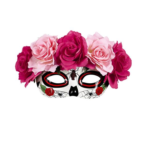 Grote foto oogmasker dia de los muertos met rode rose rozen verzamelen overige verzamelingen