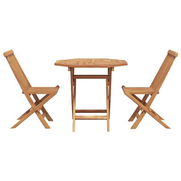 Grote foto vidaxl 3 delige vouwbare bistro set massief hout teakhout tuin en terras tuinmeubelen