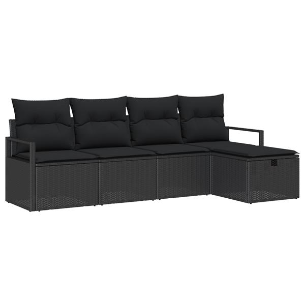 Grote foto vidaxl 5 delige tuinbankenset met kussens poly rattan zwart tuin en terras tuinmeubelen