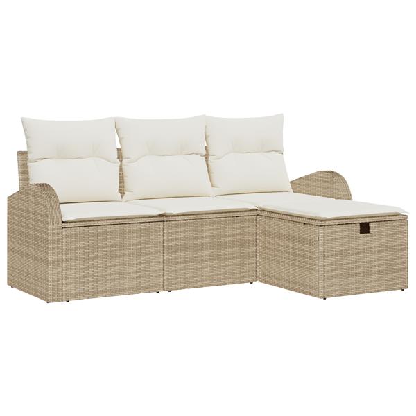 Grote foto vidaxl 4 delige tuinbankenset met kussens poly rattan beige tuin en terras tuinmeubelen