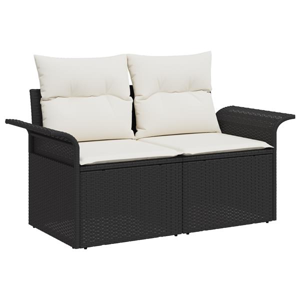 Grote foto vidaxl 6 delige tuinbankenset met kussens poly rattan zwart tuin en terras tuinmeubelen