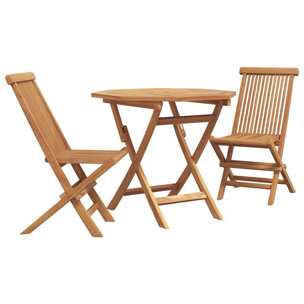 Grote foto vidaxl 3 delige vouwbare bistro set massief hout teakhout tuin en terras tuinmeubelen