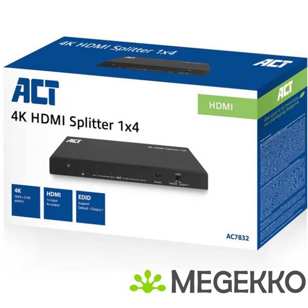 Grote foto act 4k hdmi splitter. 1 in 4 out. edid ondersteuning computers en software videokaarten