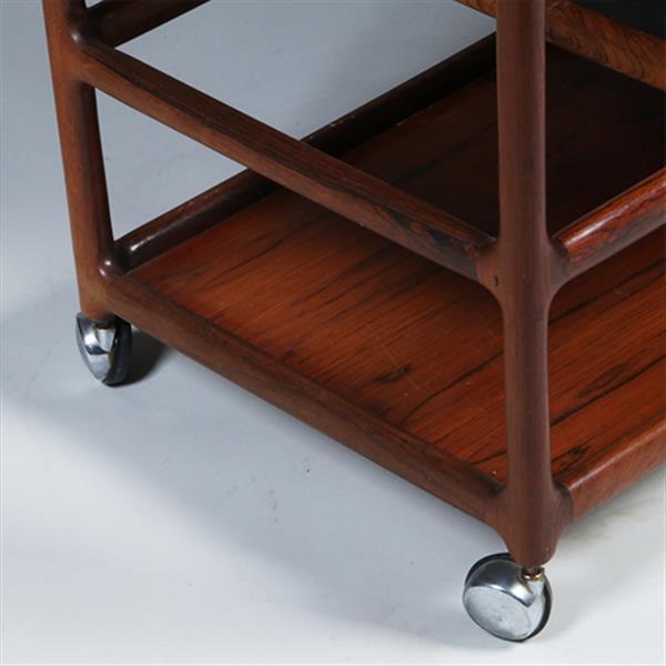 Grote foto theewagen dranken trolley 3 niveaus palissander ca 1960 door henning korch voor cfc silkenborg no.3 antiek en kunst stoelen en banken