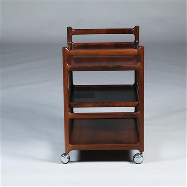 Grote foto theewagen dranken trolley 3 niveaus palissander ca 1960 door henning korch voor cfc silkenborg no.3 antiek en kunst stoelen en banken