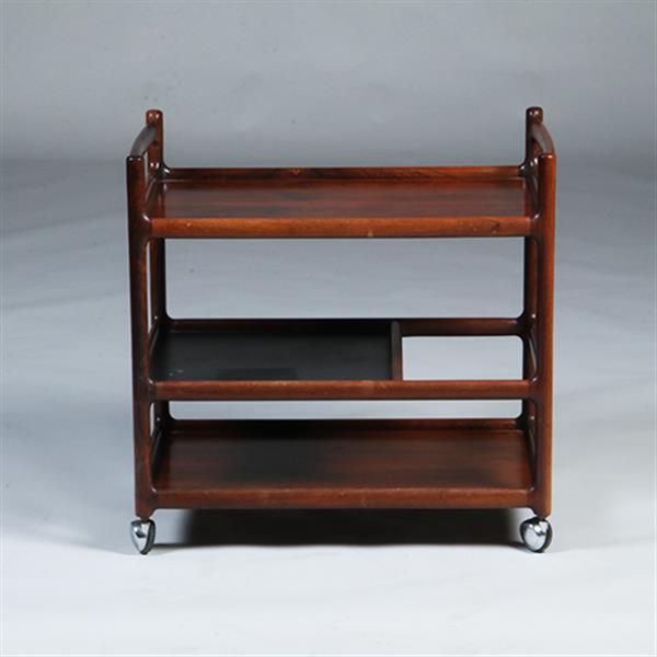 Grote foto theewagen dranken trolley 3 niveaus palissander ca 1960 door henning korch voor cfc silkenborg no.3 antiek en kunst stoelen en banken