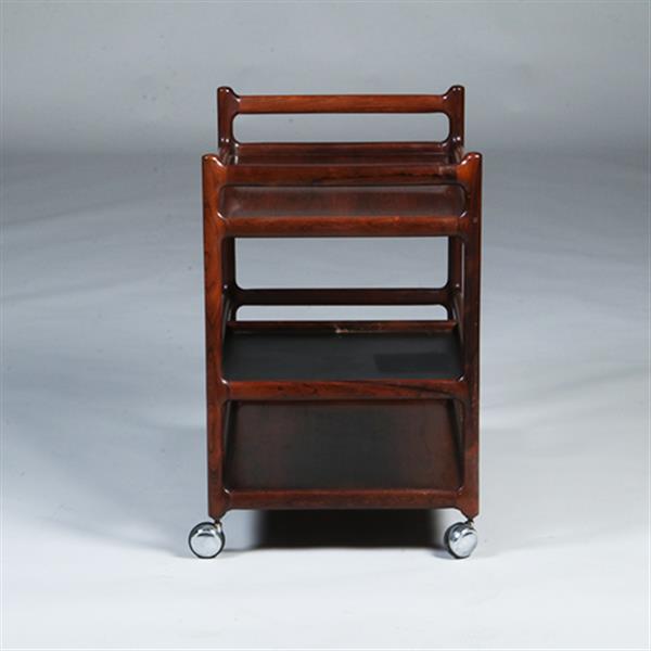 Grote foto theewagen dranken trolley 3 niveaus palissander ca 1960 door henning korch voor cfc silkenborg no.3 antiek en kunst stoelen en banken