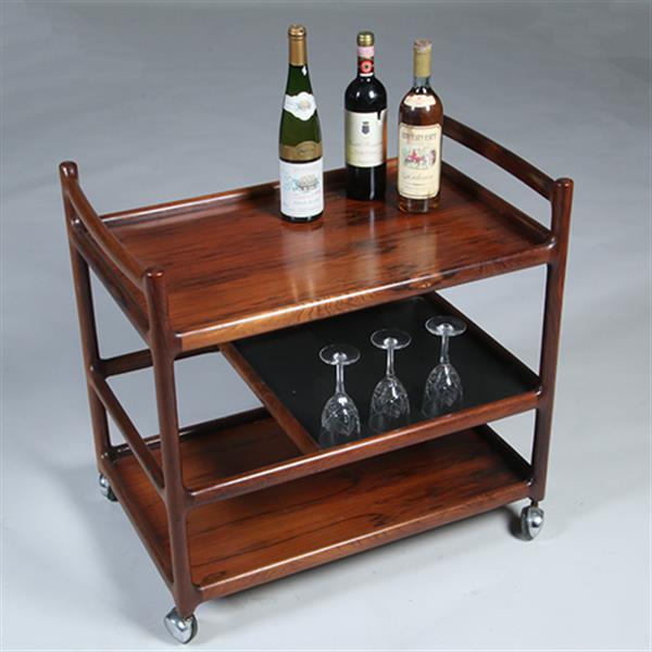 Grote foto theewagen dranken trolley 3 niveaus palissander ca 1960 door henning korch voor cfc silkenborg no.3 antiek en kunst stoelen en banken