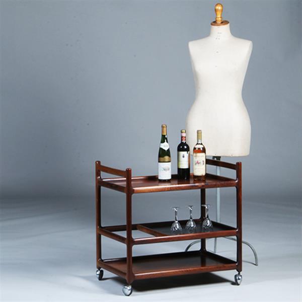 Grote foto theewagen dranken trolley 3 niveaus palissander ca 1960 door henning korch voor cfc silkenborg no.3 antiek en kunst stoelen en banken
