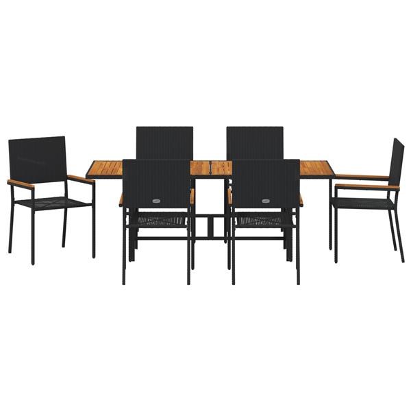 Grote foto vidaxl 7 delige tuinset poly rattan zwart tuin en terras tuinmeubelen