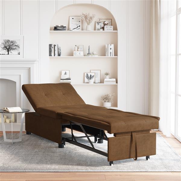 Grote foto vidaxl 3 in 1 sofa bed uittrekbaar bruin faux su de leer huis en inrichting bankstellen