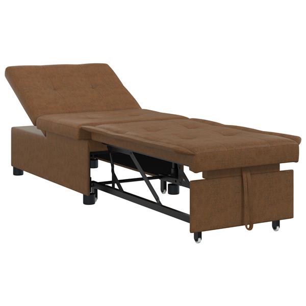 Grote foto vidaxl 3 in 1 sofa bed uittrekbaar bruin faux su de leer huis en inrichting bankstellen