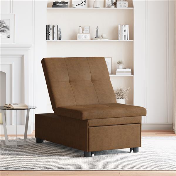 Grote foto vidaxl 3 in 1 sofa bed uittrekbaar bruin faux su de leer huis en inrichting bankstellen