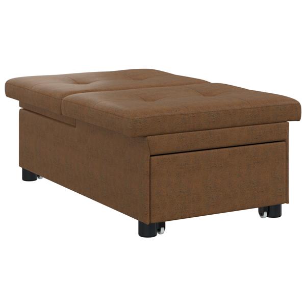 Grote foto vidaxl 3 in 1 sofa bed uittrekbaar bruin faux su de leer huis en inrichting bankstellen