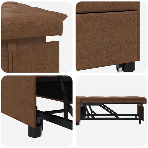 Grote foto vidaxl 3 in 1 sofa bed uittrekbaar bruin faux su de leer huis en inrichting bankstellen