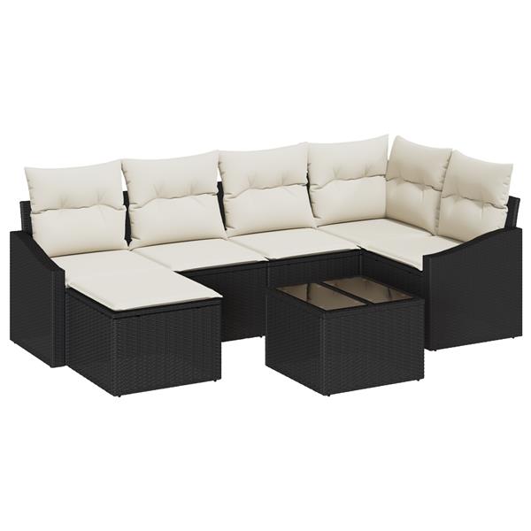 Grote foto vidaxl 6 delige tuinset met kussens bruin poly rattan tuin en terras tuinmeubelen