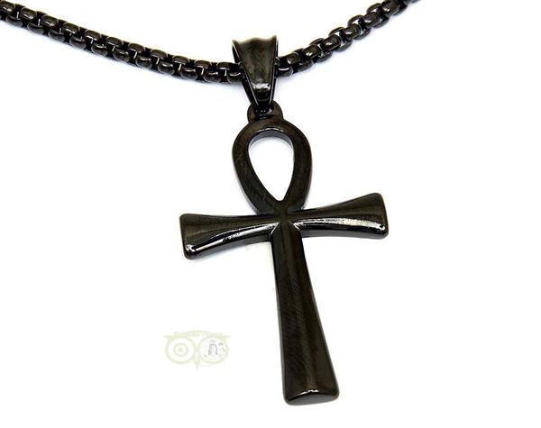 Grote foto ankh hanger zwart 4 3 cm snake sieraden tassen en uiterlijk bedels en hangers