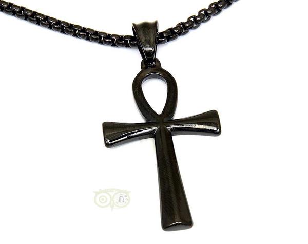 Grote foto ankh hanger zwart 4 3 cm snake kleding dames sieraden