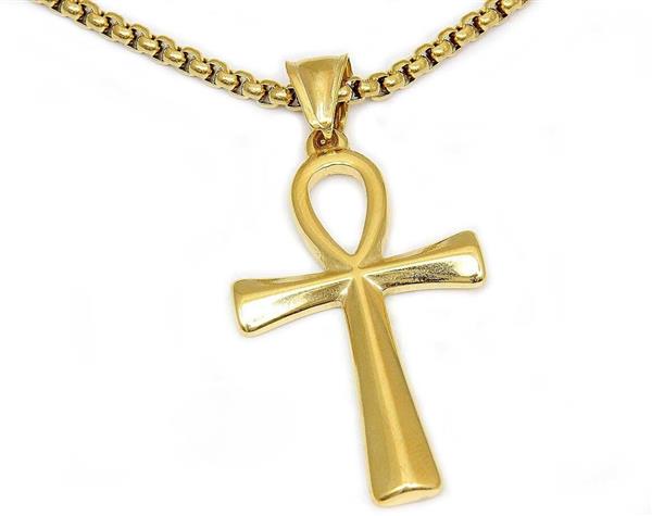 Grote foto ankh goudkleurig 4 3 cm snake kleding dames sieraden